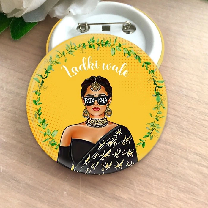 Ladki Wale Badges Designs | Bride Broaches Pack Of 15 | Wedding Badges - Image 3