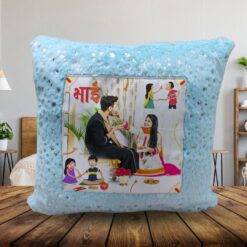 Rakhi Special Personalised Photo Sqaure Foil Pillow