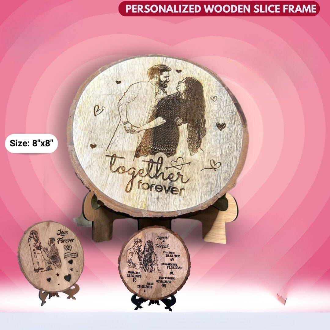 My Loving Crafts Natural Wooden Slice Photo Frame 8 Inches - Image 3