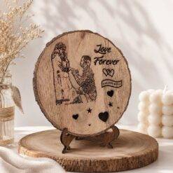 Circle of Love: Handcrafted Artisanal Round Wooden Engraving