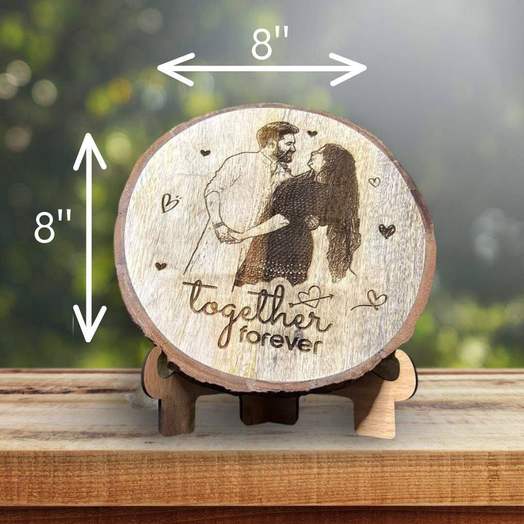 Crafts Natural Wooden Slice Engraving Photo Circle 8 Inches - Image 3