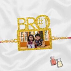 Customize BRO #1 Photo Rakhi Golden Glitter