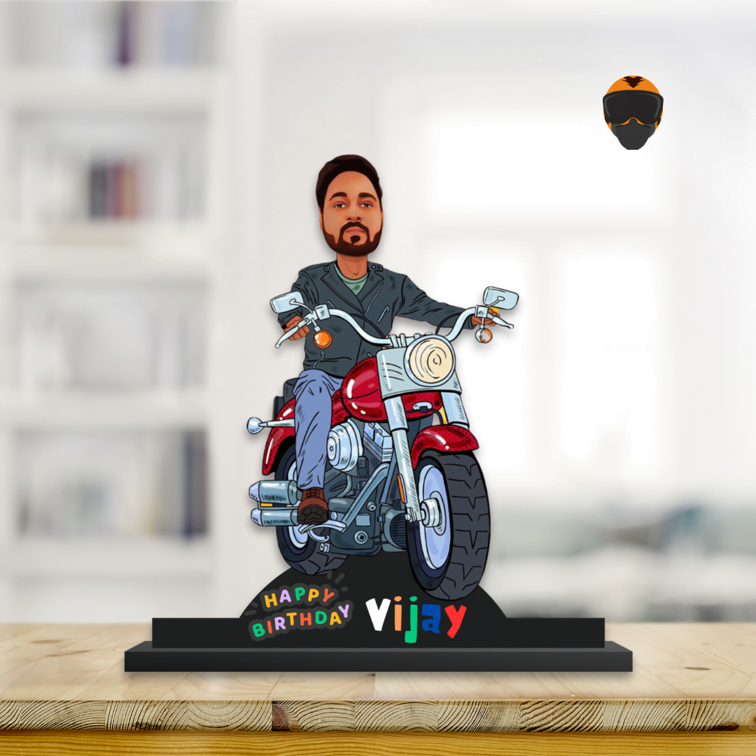 Personalised Rider Happy Birthday Caricature With Stand - Image 3