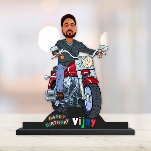 Personalised Rider Happy Birthday Caricature With Stand