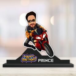Personalised Sport Bike Happy Birthday Caricature with Stand