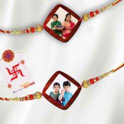 Customize Photo Rakhi | Photo Rakhi Square with Round Corner Pack Of 2