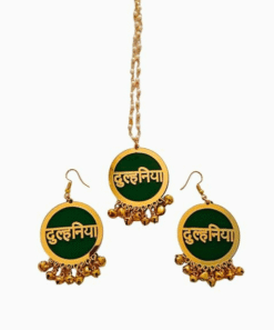 Dulhaniya Earring | Haldi Hues & Mehendi Green Bride's Earrings & Mangtika
