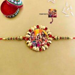 Customize Photo Rakhi | Personalized Photo Rakhi | Golden Metal Rakhi
