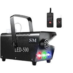 Fog Smoke Machine, SM 500W Halloween Smoke Machine with 3 Color LED Lights & Wireless Remote-Control Parties, Decoration, Holiday Events