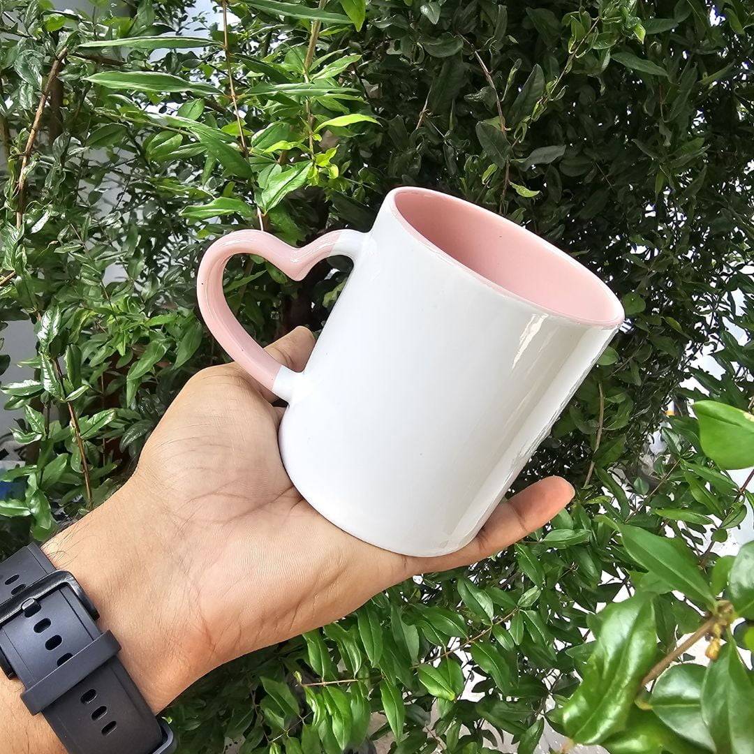 Heart Handle Inner Pink Coffee Mug Set for Couples, Couple Gift | Customizable Print - product image 5