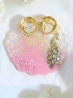 Pink Pearl Regal Resin Pooja Thali – Diwali, Puja, Wedding, Festivals