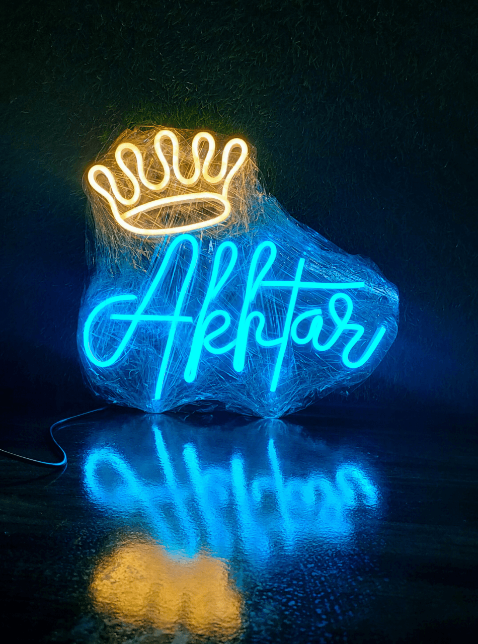Akhtar Name Neon Sign Gift for Him