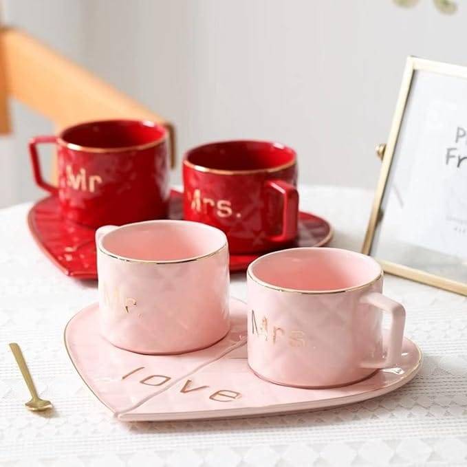 Mr & Mrs Couple Mugs with Heart Plate | 350ml | Gift for Anniversary, Valentine, Husband Wife - product image 2