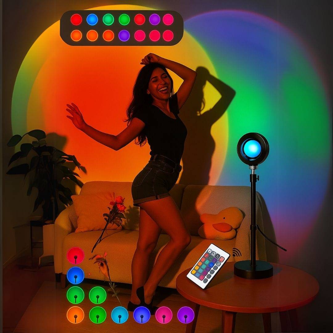 Sunset Projector LED Lamp – Romantic Night Light for Home, Party, Bedroom, Insta Reels & YouTube (29 cm, Multicolor) - Image 7