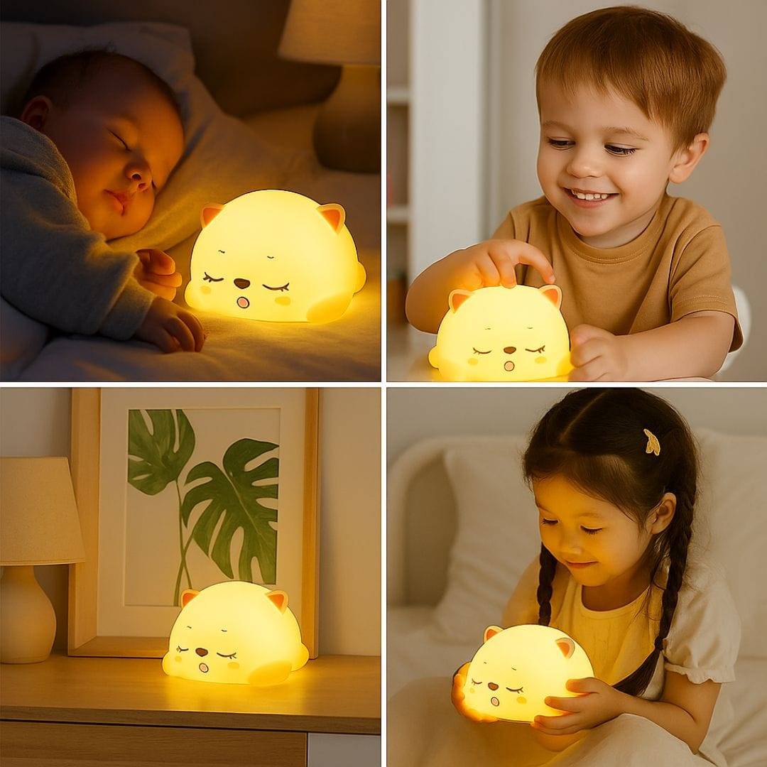 Cute Cat Lamp | 7-Color Changing Silicone Touch Lamp | USB Rechargeable LED Night Light for Kids Bedroom & Tabletop Use – Multicolor - Image 6