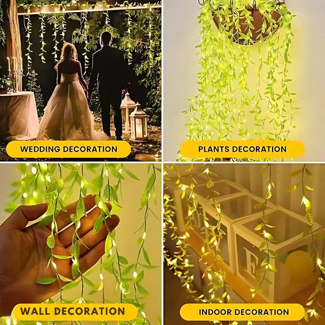 Artificial Vine Leaf LED Fairy String Light Ideal for Bedroom,Garden,Birthday & Festive Décor,Diwali Lights & Christm...