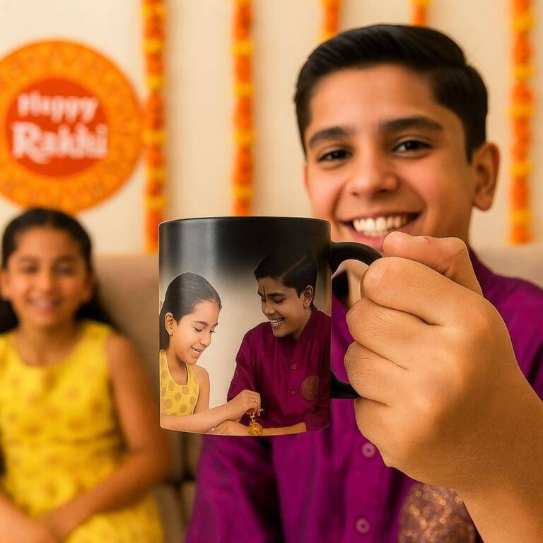 Rakhi Photo Magic Mug | Magic Mug | Black Magic Ceramic Mugs
