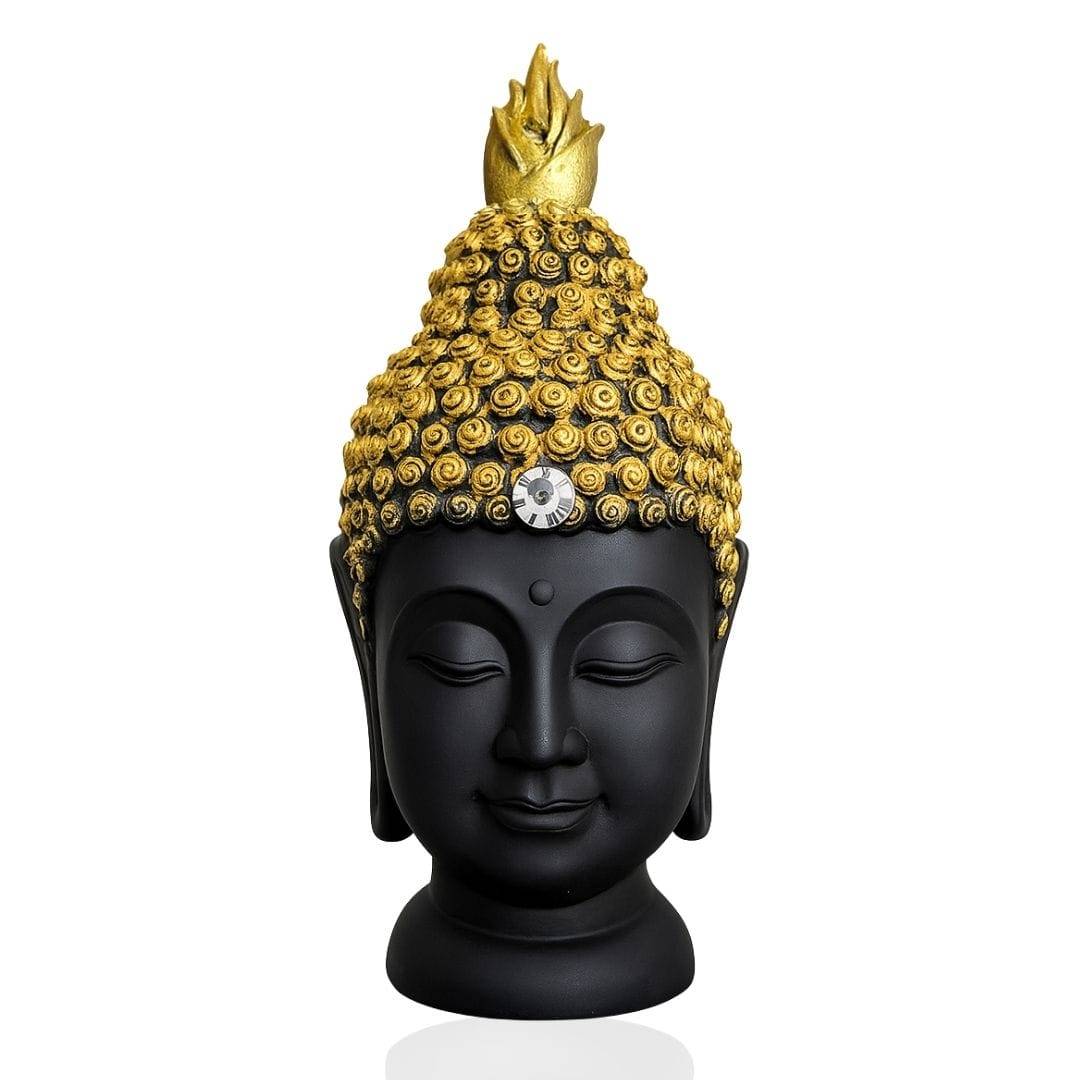 Meditate Black Buddha Head with Diamond – 30cm - Image 4