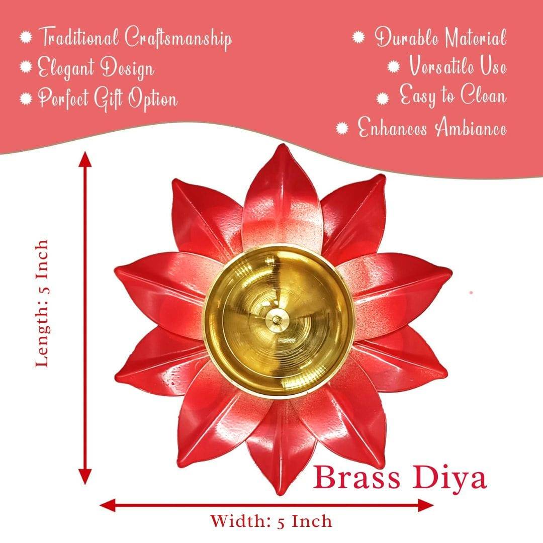 Brass Lotus Large Diya Flower Shape for Puja, Home, Diwali Decoration Brass Table Diya - Image 4