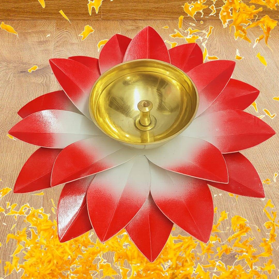 Brass Lotus Large Diya Flower Shape for Puja, Home, Diwali Decoration Brass Table Diya - Image 5