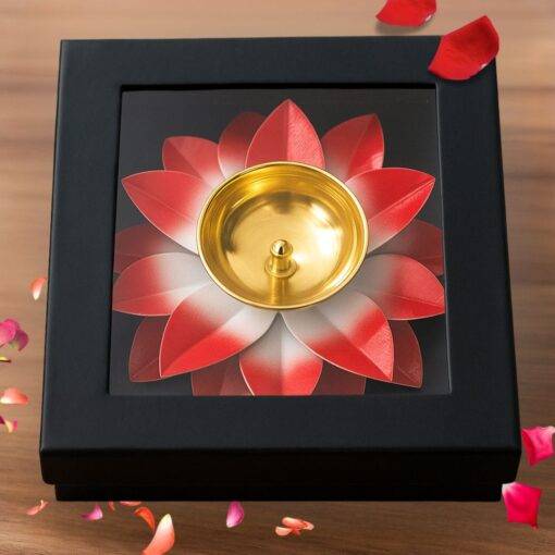 Brass Lotus Large Diya Flower Shape for Puja, Home, Diwali Decoration Brass Table Diya