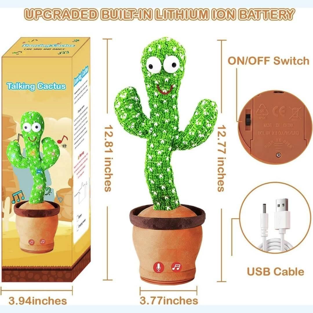 Talking Cactus Toy for Kids – Dancing & Singing Baby Toy with Voice Recording, Repeat What You Say, Musical Educational Plush Toy for Boys & Girls - Image 3