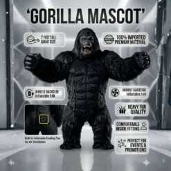Black Gorilla Inflatable Fur Mascot Costume for Events, Promotions, Parties & Stage Shows - Image 5