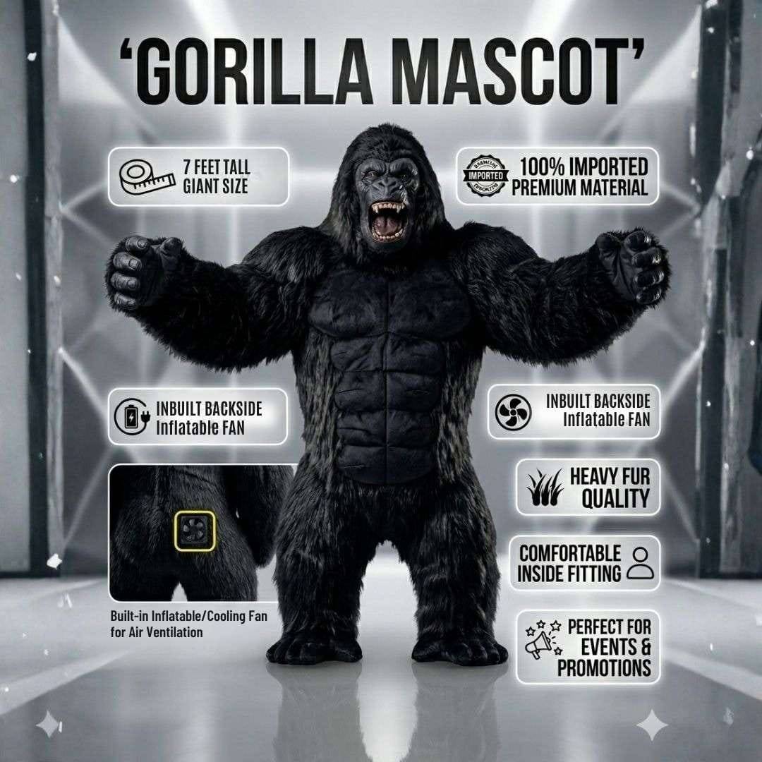Black Gorilla Inflatable Fur Mascot Costume for Events, Promotions, Parties & Stage Shows - Image 5
