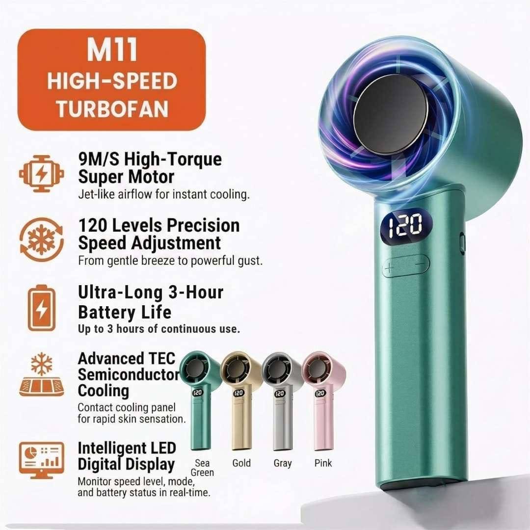 M11 Portable Rechargeable Handheld Fan with Digital Display – USB Mini Cooling Fan - Image 8