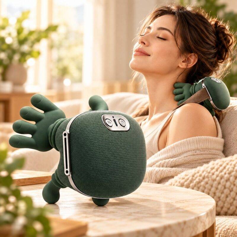 Smart hand-like neck and shoulder massager with heat therapy