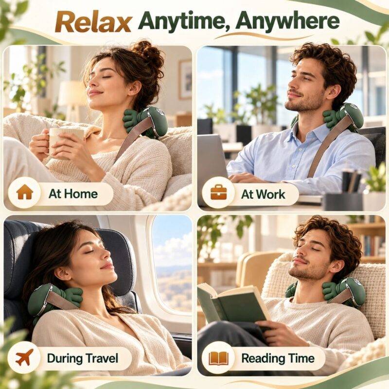 Portable neck massager for home office travel and everyday relaxation