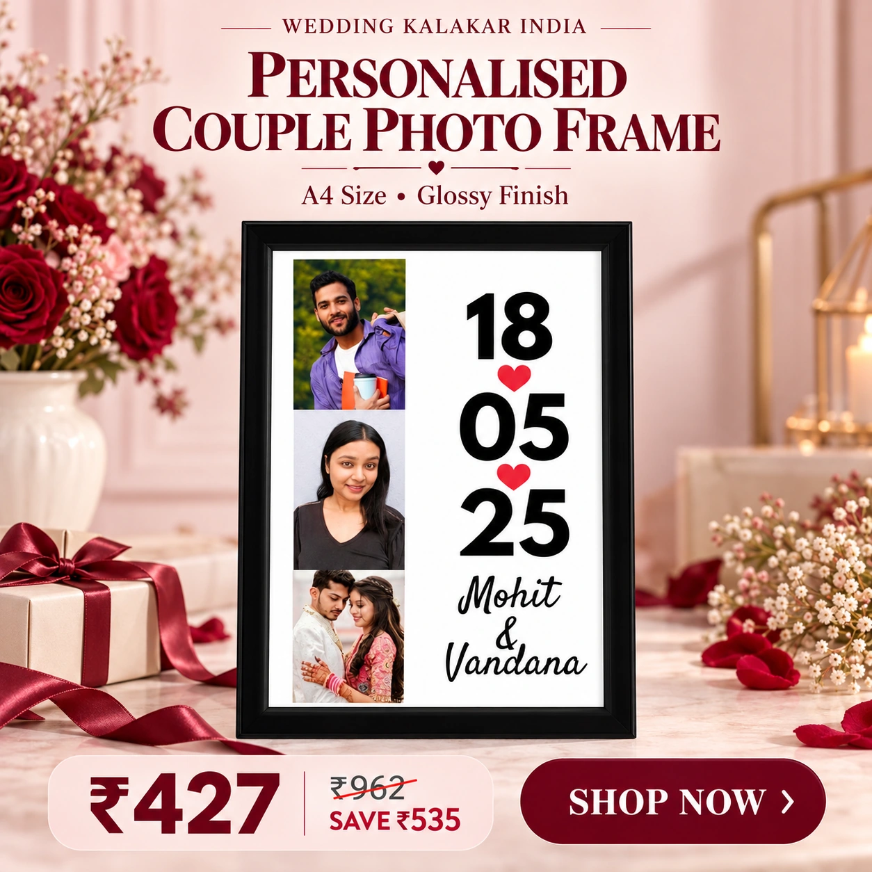 New Couple Photo Frame for Engagement, Wedding, Anniversary