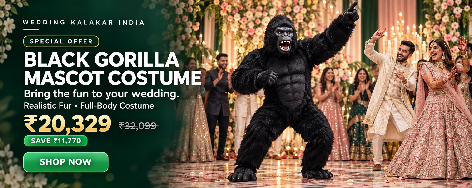 Black Gorilla Inflatable Fur Mascot Costume for Events, Promotions, Parties & Stage Shows